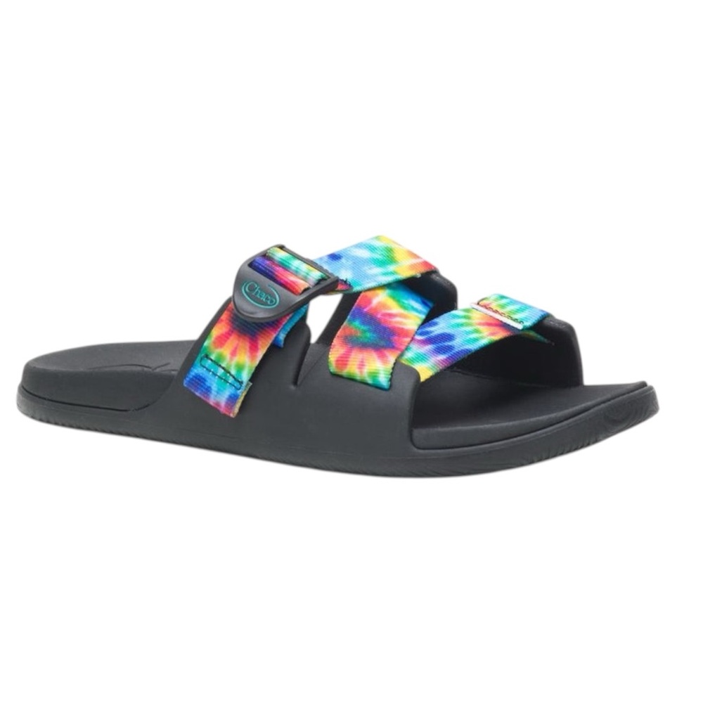 CHACO Women’s Black Rainbow Chillos Slide Size 9